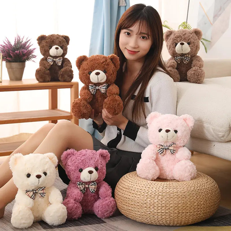 10” Cute Cartoon Teddy Bear Plush Toys - Soft and Cuddly Stuffed Animals for Babies