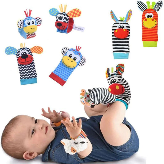 Cartoon Plush Socks Wrist Strap Rattles - Mini Munchkin